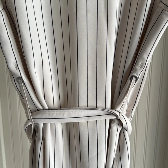 Babaton Aritzia Kahlo Robe Jacket Cream Black Stripe Belted Roll Tab - Picture 6 of 7